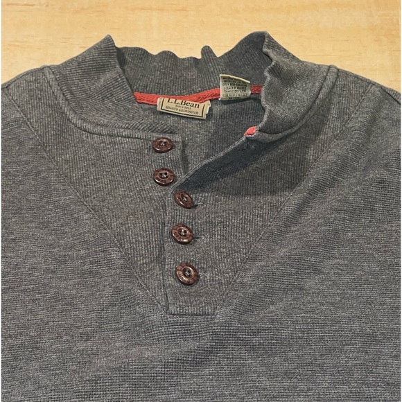 L. L. Bean men’s henley shirt gray size large 08KF2 - Picture 5 of 8